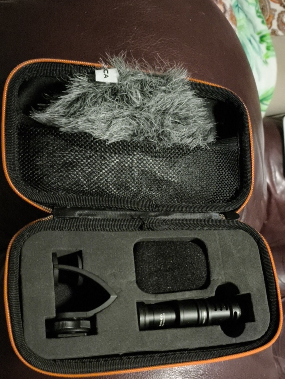 Compact Black Microphone Kit with Gray Furry Windshield